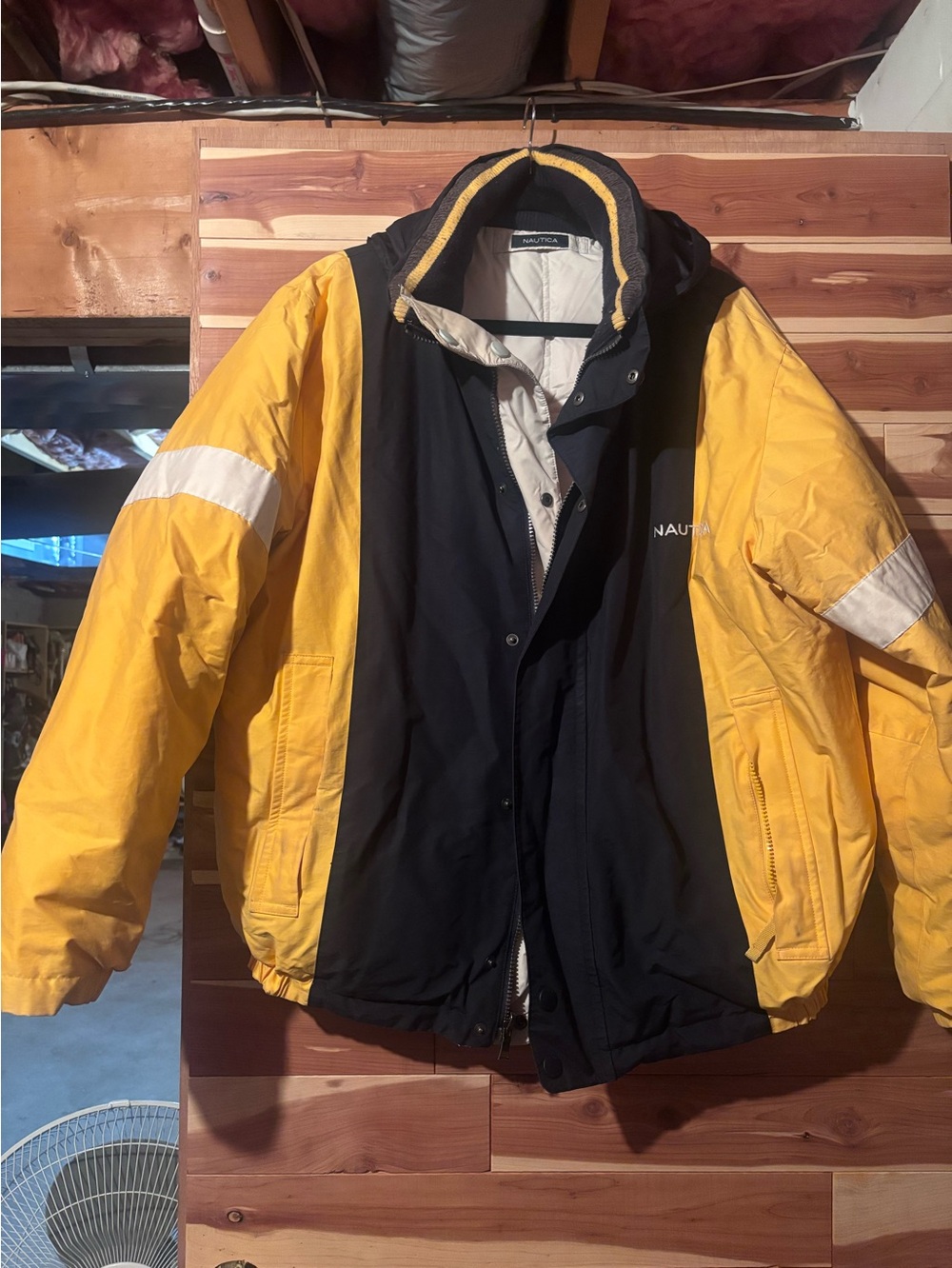 Nautica Men’s Yellow & Black Reversible Down Coat - Size Large